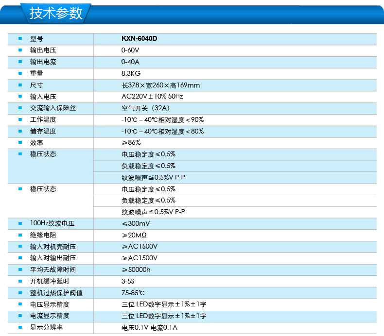 KXN-6040D大功率开关直流稳压电源